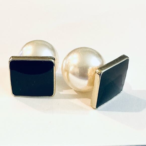 4 Double Sided Pearl Back Enamel Earrings Monogram Blanks - Picture 3 of 4